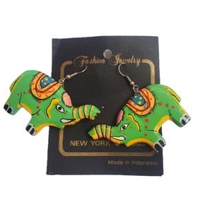 Elephant handpainted earrings
